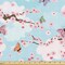 Ambesonne Cherry Blossom Fabric by The Yard, Fantasy Composition with Spring Inspired Nature Elements Butterflies Clouds, Decorative Fabric for Upholstery and Home Accents, 10 Yards, Pastel Blue